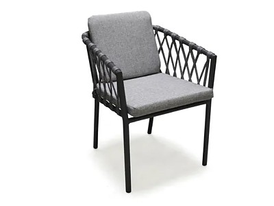 Image Fauteuil de jardin PILAT en aluminium et corde gris fonce DCB Garden