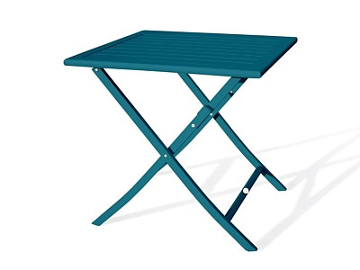 Image Table de jardin pliante MARIUS 70x70 cm aluminium bleu canard DCB Garden