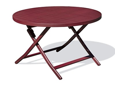 Image Table de jardin pliante MARIUS ronde Ø110 cm aluminium rouge carmin DCB Garden