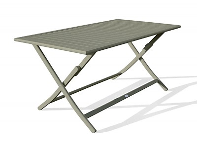 Image Table de jardin pliante MARIUS rectangulaire aluminium 140x80cm vert kaki DCB Garden