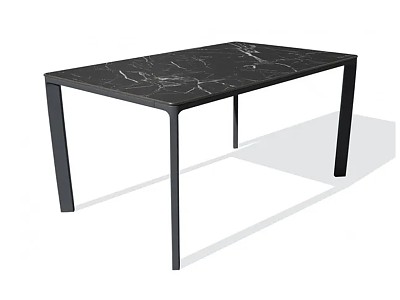 Image Table de jardin empilable MEET 160x90 cm aluminium laque Marbre noir DCB Garden