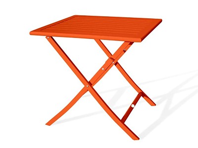 Image Table de jardin pliante MARIUS 70x70 cm en aluminium orange DCB Garden