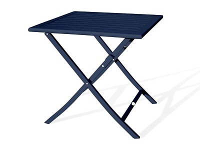 Image Table de jardin pliante MARIUS 70x70 cm en aluminium bleu marine DCB Garden