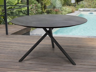 Image Table de jardin ronde PILAT 129cm en aluminium gris anthracite DCB Garden