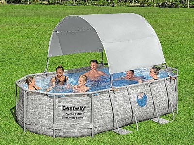 Image Auvent pour piscine tubulaire BESTWAY largeur 2,10 a 3,40 m