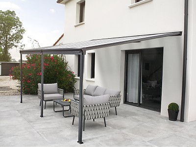 Image Pergola adossee CIELO 4x3m aluminium et polycarbonate 9.36 m² DCB Garden