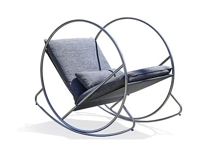 Image Rocking chair de jardin CAPRERA en textilene et inox gris DCB Garden