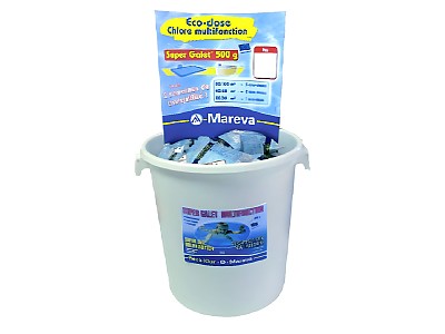 Image Chlore multifonctions MAREVA Super Galet 500g seau de 25kg