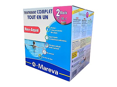 Image Traitement mensuel sans chlore Mareva REV-AQUA 4 en 1 piscine 10 a 18m³ Pack 2 Mois