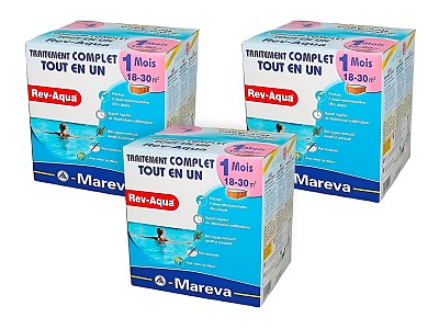 Image Pack 3 mois traitement sans chlore Mareva REV-AQUA 4 en 1 piscine 18 a 30m³