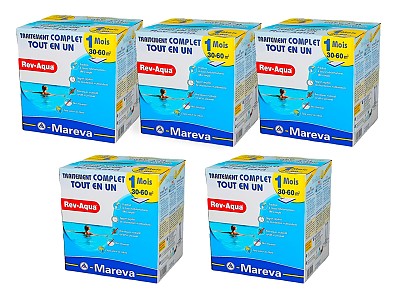 Image Pack 5 mois traitement sans chlore Mareva REV-AQUA 4 en 1 piscine 30 a 60m³