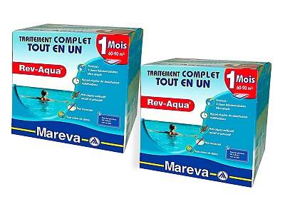 Image Pack 2 mois traitement sans chlore Mareva REV-AQUA 4 en 1 piscine 60 a 90m³