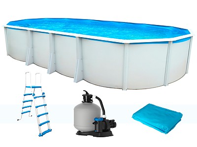 Image Piscine hors-sol acier Toi IBIZA Prestige ovale 730X366X132cm filtre a sable