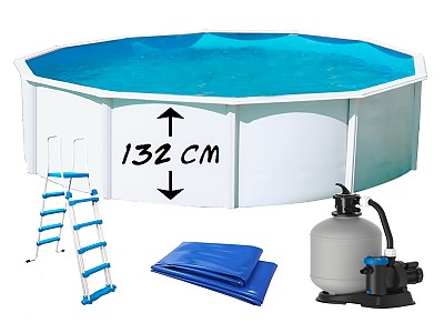 Image Piscine hors-sol Toi MAGNUM ronde 3.50 x 1.32m filtre a sable 6m3/h + echelle securite