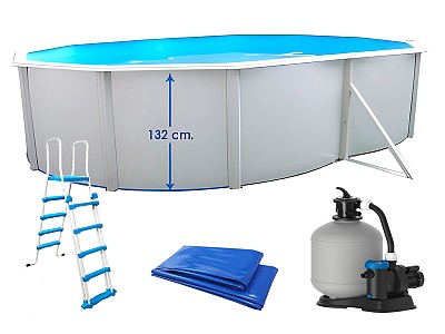 Image Piscine hors-sol acier Toi MAGNUM ovale 550x366x132cm filtre a sable 6m3/h