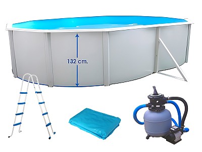 Image Piscine hors-sol acier Toi MAGNUM COMPACT ovale 550x366x132cm filtre 3.6mh/3