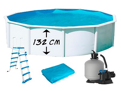 Image Piscine hors-sol Toi PRESTIGIO ronde 3.50 x 1.32m filtre a sable 6m3/h + liner 60/100