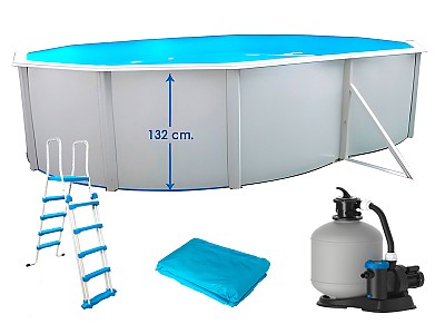 Image Piscine hors-sol acier Toi PRESTIGIO ovale 550x366x132cm filtre a sable 6m3/h