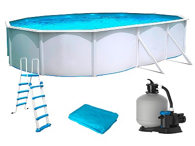 Image Piscine hors-sol acier Toi PRESTIGIO ovale 640x366x132cm filtre 8.5m3/h + liner 60/100