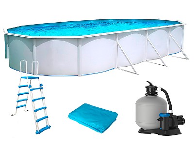 Image Piscine hors-sol acier Toi PRESTIGIO ovale 730x366x132cm filtre 12m3/h + liner 60/100