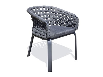 Image Fauteuil de jardin CAMARGUE en corde tissee et aluminium gris anthracite DCB Garden