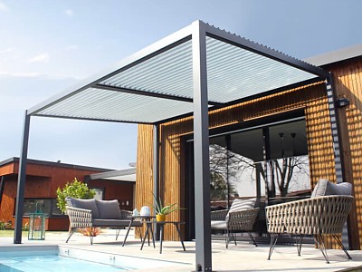 Image Pergola bioclimatique en aluminium TRAMONTO 4x3m 12.4 m² a lames orientables DCB Garden