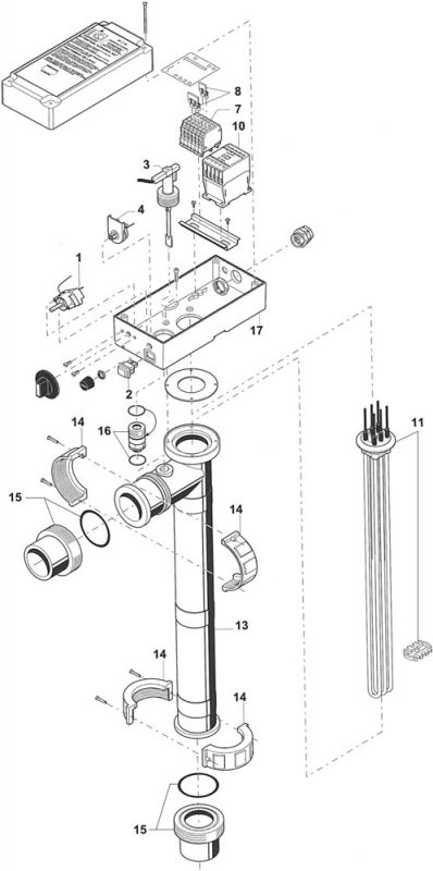 Vue éclatée pièces détachées Rechauffeur Zodiac RE/L 9kW (W40LE09)