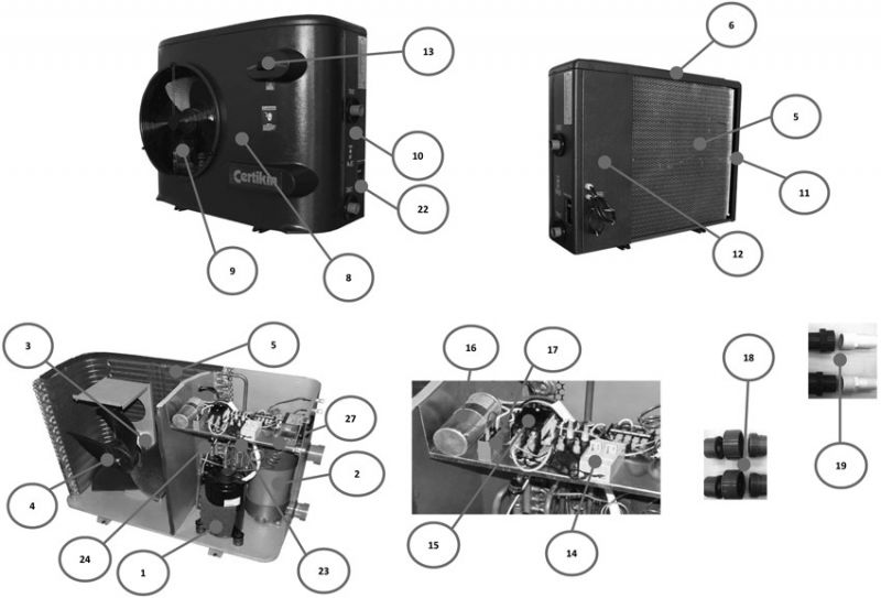 Vue éclatée pièces détachées Pompe a chaleur Certikin BLP 600w (HPP040)